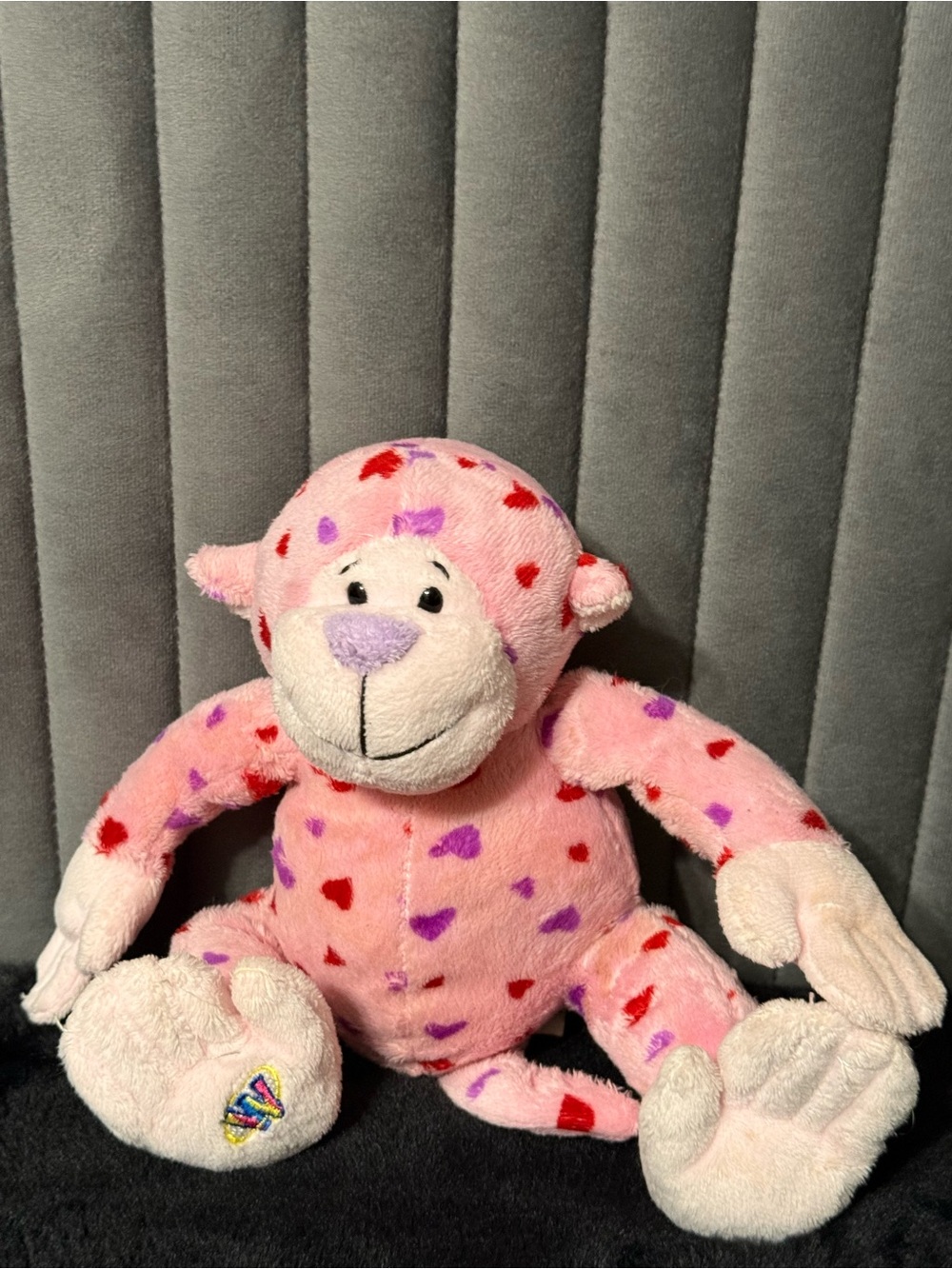 Ganz Webkinz Pink Heart Monkey Plush Valentines Stuffed Animal Love